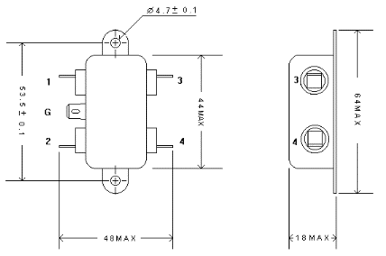 EMI Filter without Connectors, with 100mΩ/250V DC Minimum Insulation Resistance YK06T1